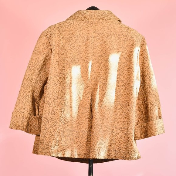 90s 2000s Leopard Print Suede Jacket Size XL - Picture 5 of 6